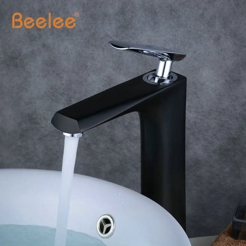Beelee Бесплатная доставка Элегантный Золотой с белым Черный кран для раковины