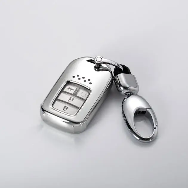 ТПУ Автомобильный ключ защитный чехол для Honda accord 9 crider city Vezel Spirior Odyssey, Civic Jazz HRV CRV Fit Freed Jade - Название цвета: silver
