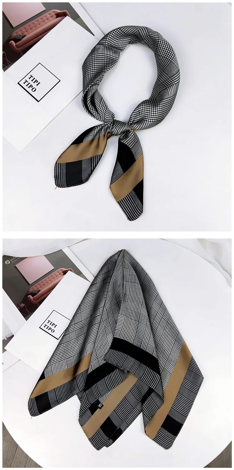 60X60 см Модный женский шарф с квадратами, универсальные обертывания, элегантный Цветочный горошек, весенне-летний головной вырез, повязка для волос, галстук-платок FJ012