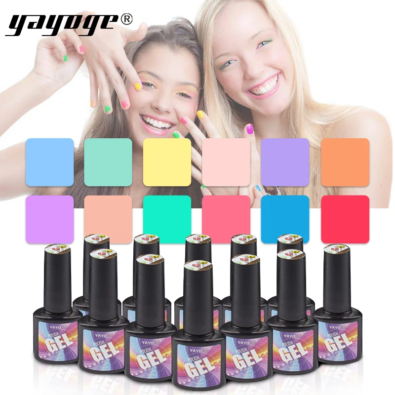 Yayoge 1 шт. 10 мл 12 macaron Цвета гель лак для ногтей Смола сушки УФ soak off светодиодные