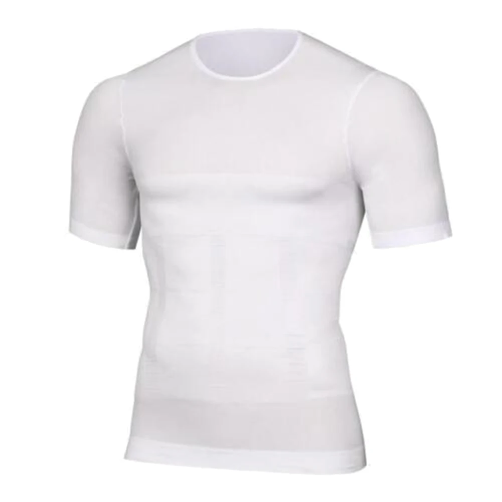 

Newly Men Body Build Compression Shirt Top T-shirt Short Sleeve Round Collar Shaper for Summer m99