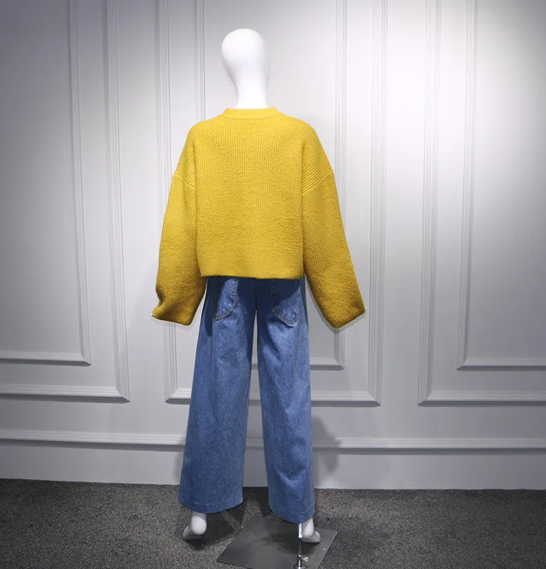 Star Liu Wen Airport Same Ginger Loose Round-collar Short Lazy Wind Sweater 2019 Pullovers Cashmere Sweater Women Star Liu Wen Airport Same Ginger Loose Round-collar Short Lazy Wind Sweater 2019 Pullovers Cashmere Sweater Women