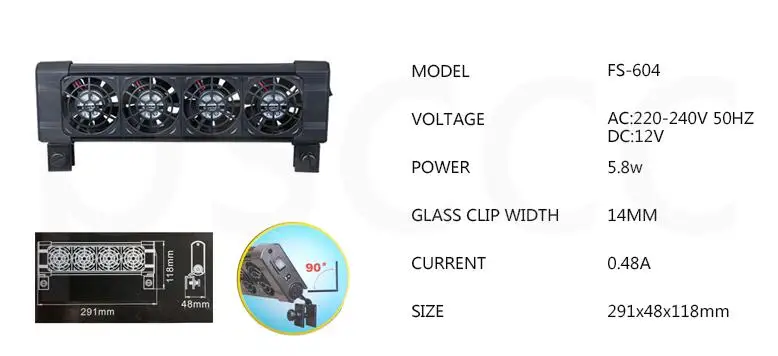 Аксессуары для аквариума Охлаждающие вентиляторы для аквариума, вентиляторы для аквариума, вентиляторы для коралловый риф для аквариума, 2 способа контроля температуры - Цвет: FS-604