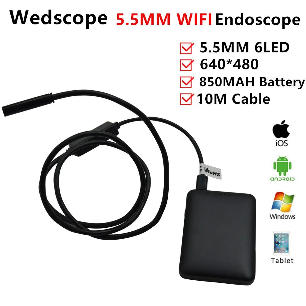Car Endoscope 5.5MM 10M HD 720P Wifi Endoscope Waterproof Inspection