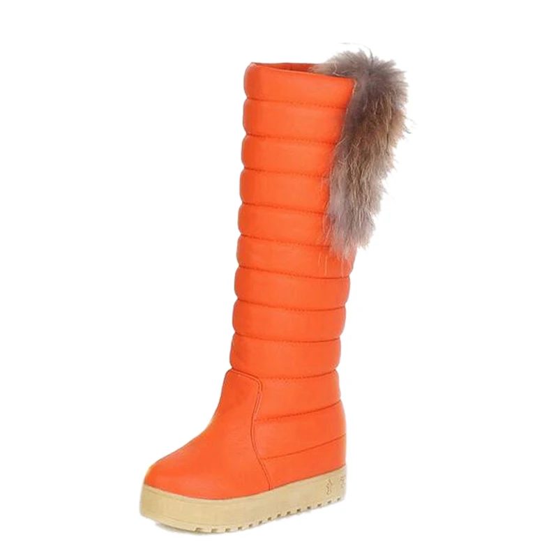 

Fashion Knee High Boots Women Winter Thick Fur Warm Keep Snow Boots Silp On Botas Long Artificial Leather Fox Snow Shoes Woman
