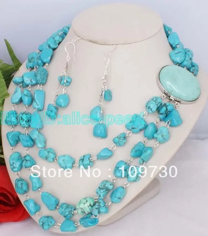 

HOT SELL - Jewelry 00293 Fashion Set Turquoise Necklace Earring (A0425) -Top quality free shipping