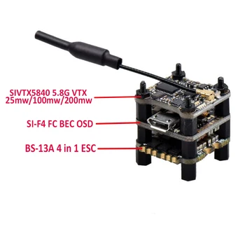 F4 Flytower SIF4 F4 Flight Control w/ BEC 2A ESC BS-13A 13A 2-4S 4IN1 ESC + SIVTX-5840 25/100/200mW transmitter OSD adjustment ldarc kingkong 20 20mm 2 layer kk flytower 12a 20a blheli s esc