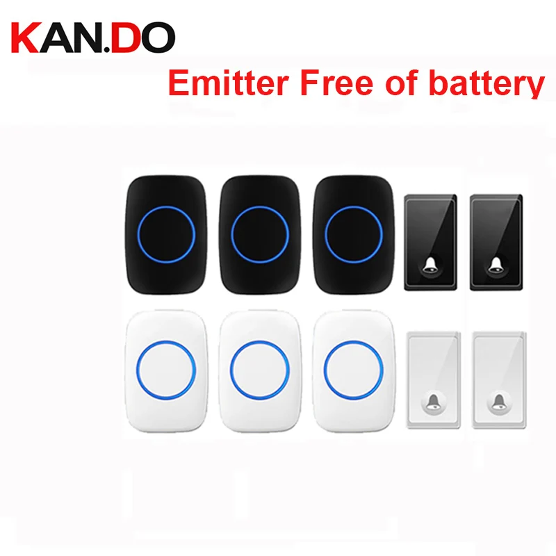 New Bell Set 2 Push & 3 Receiver Wireless Door Ring Emitter Free of Battery Cordless Doorbell 200M Work Chime SOS Remote Button |