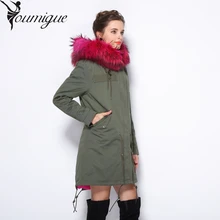YOUMIGUE 2017 new long Camouflage winter jacket coat women parka natural large Raccoon Dog Fur Collar hooded Thick Warm faux Fur