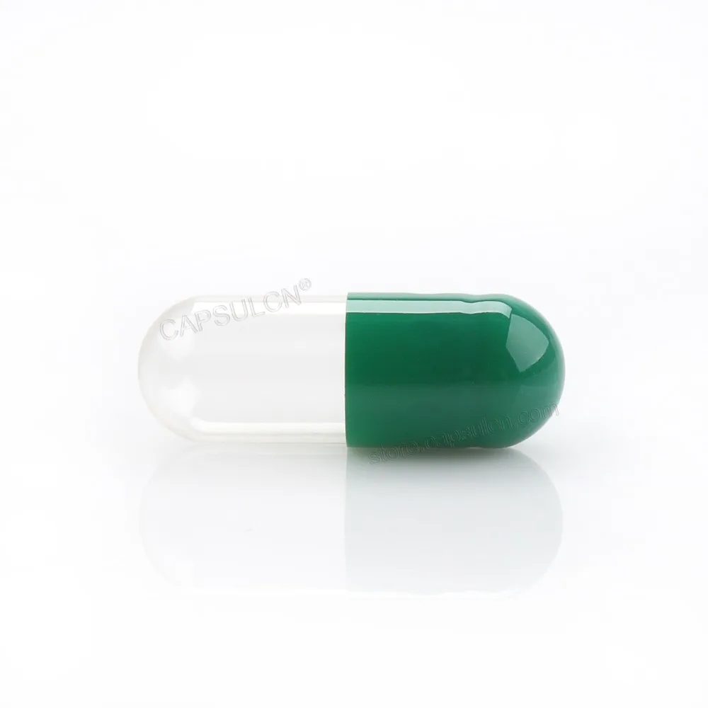 

5000 pcs/ carton Green&Clear Empty Gelatin Capsule Joined Capsules Size 00 For Capsule Filler Machines
