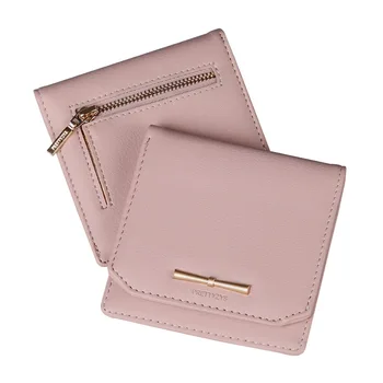

Women Lovely Leather Wallet Zipper Coin Card Holder Hot Female Fashion Lady Portable Small Solid Color Change Purse For Girls
