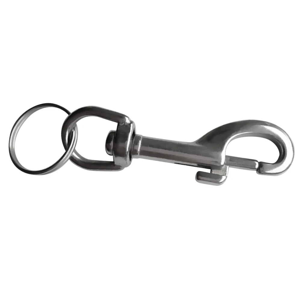 Scuba Diving Dive Diver 316 Stainless Steel Single Ended Bolt Snap Hook Clip with Key Holder Keyring