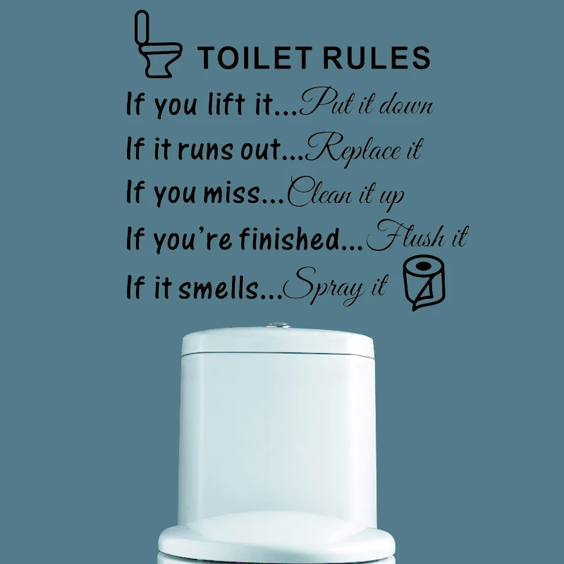 Toilet Rules Quotes Vinyl Wall Decal Sticker for Home Decor Bathroom