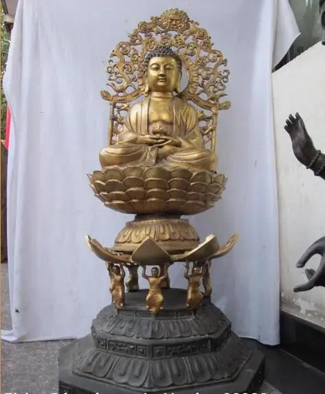 

48"huge Tibet Buddhism Bronze Gild Lotus throne Sakyamuni Buddha statue