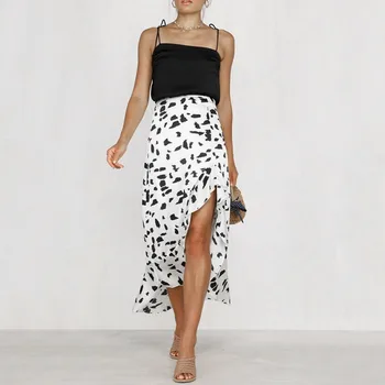 

Women Bohemian Beach Chiffon Skirts High Waist Maxi Skirt 2019 Fashion Summer Slim Ruffled Skirt Retro Irregular Skirt