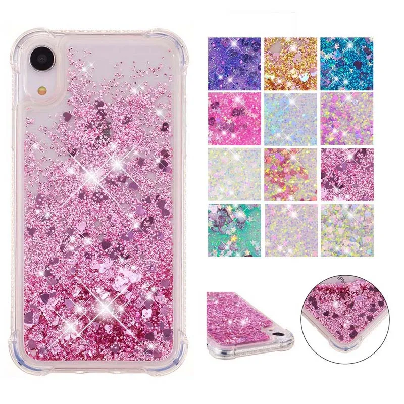 

Fashion Anti-knock Glitter Quicksand Cases Mobile Phone Soft Silicone Cover Shell Coque Fundas for Apple iPhone X XS XR XS Max