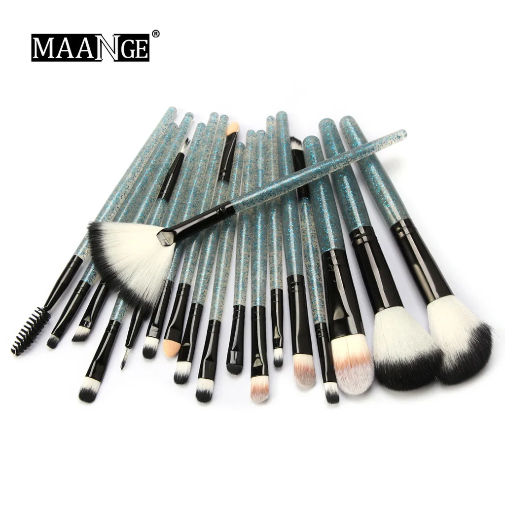 MAANGE 18Pcs Shiny Makeup Brush Set tools Make-up Toiletry Kit Glitter Brushes Set Easy to apply Makeup Brush Set Tools