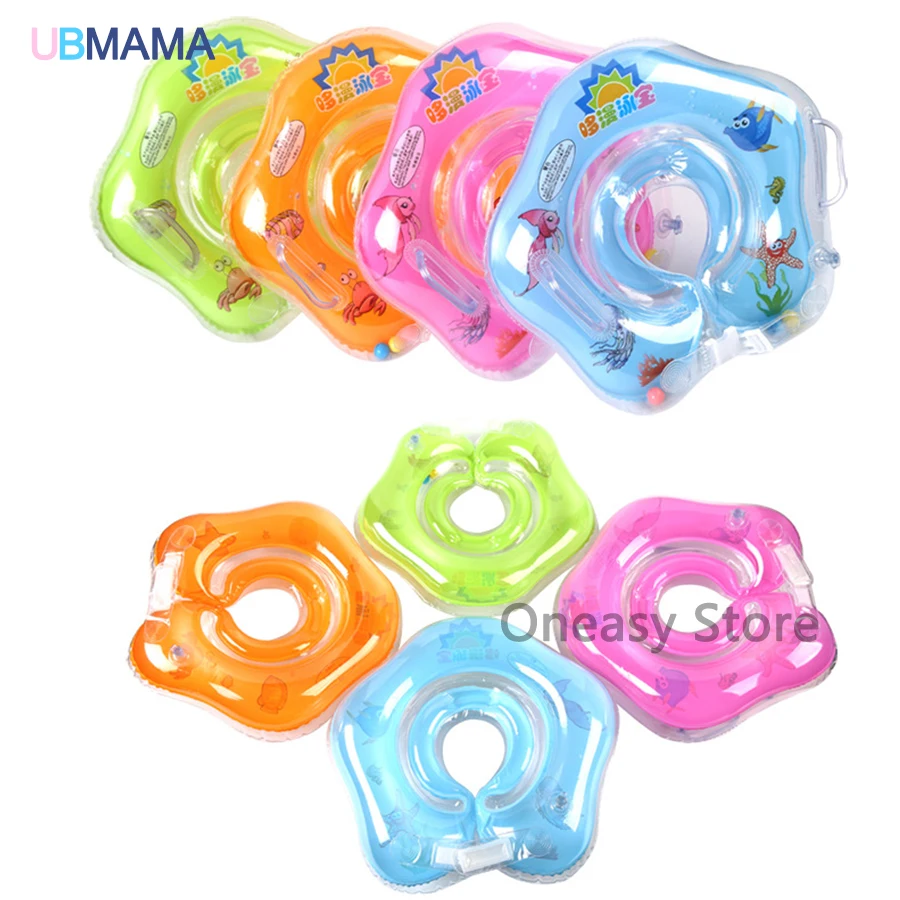 Baby inflatable neck float adjustable double protection swimming laps newborn baby neck float lifebuoy swimming pool accessories