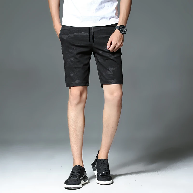

men shorts summer secure pocket short pants polyester spandex elastic waist casual half pants size M to 5xl