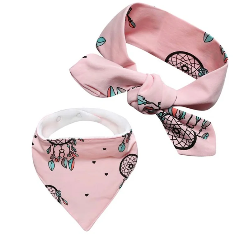 

Cartoon Baby Hairband Cotton Baby Bibs Headband Bibs Kid Pattern Toddler Feeding Saliva Towel Triangle Waterproof Bib Hair Band