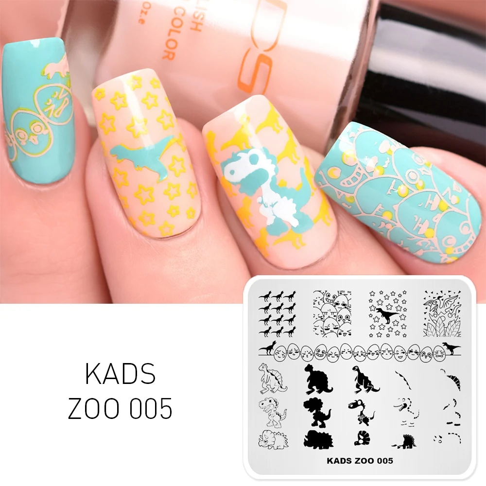 Трафареты KADS из нержавеющей стали для стемпинга ногтей в форме яйца динозавра