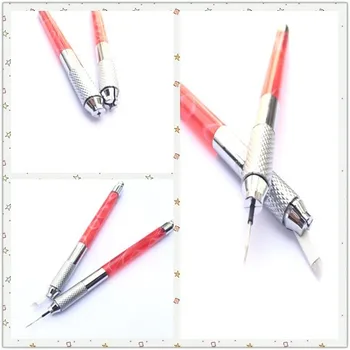 

Freeshipping 2Pccs Permanent Makeup Tattoo Eyebrow Manual Pen Crystal Tattoo Handmade Pen