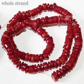 

Red Coral Beads, Red Coral Heishi beads 9 mm x 3 mm, 16" strand, A-Quality
