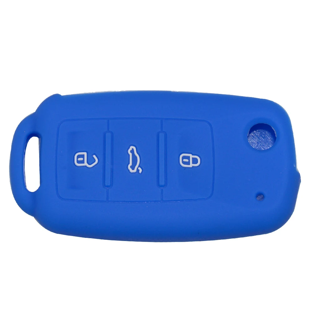 Silicone Rubber Car Key Cover Case For VW POLO Tiguan Passat B5 B6 B7 Golf 2017 3 Buttons Silica Gel Skin Protector Car-stying (6)