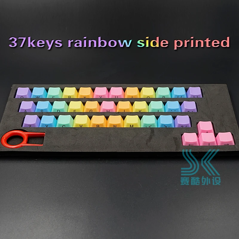 37keycaps side print 14 37 клавиш механическая клавиатура цвет насыщенный красный OEM высота лампа из abs-пластика Цвет постепенное изменение двойной цвет dip-dye Чехлы для клавиш - Цвет: 37keycaps side print