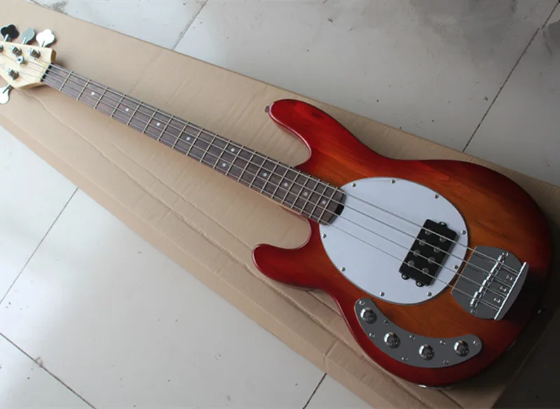 

Red Left Handed Electric Bass Guitar with White Pickguard,21 Frets,Chrome Hardwares,Offer Customized