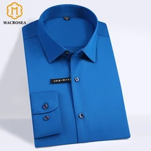 Camisa de vestir para hombre de fibra de bambú de estilo clásico de alta calidad, camisas sociales de Color liso para hombre, ropa de oficina de mantenimiento fácil (ajuste Regular)