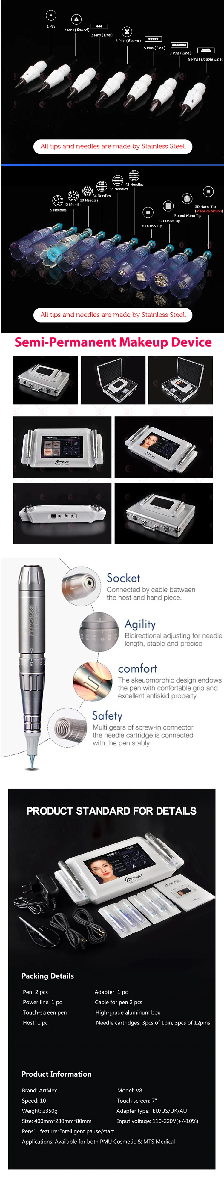 Artmex V8 for tattoo supply tattoo machine gun lips eyebrows eye lines eye lashes4