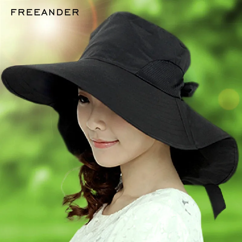 Freeander 1 шт. Женская Солнцезащитная шляпа Пляжная Панама 2018 модная с большим бантом