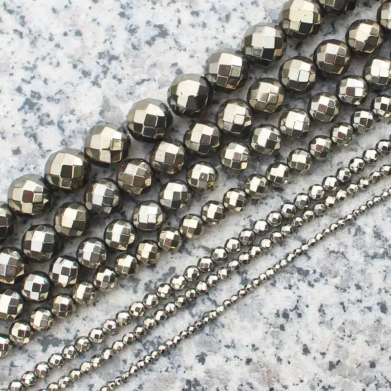 2-12mm Many-Color Faceted Hematite Round Loose Beads 15"