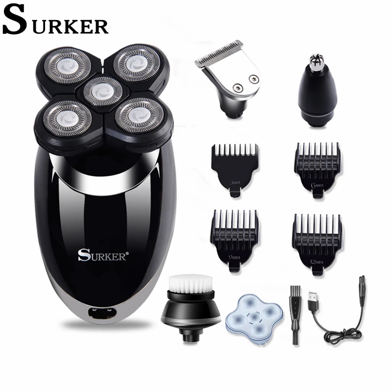 

Surker 4 In 1 Male Electric Shaver Waterproof Rechargeable Shaving Machines USB Charger Face Shaver maquina afeitar SK-323