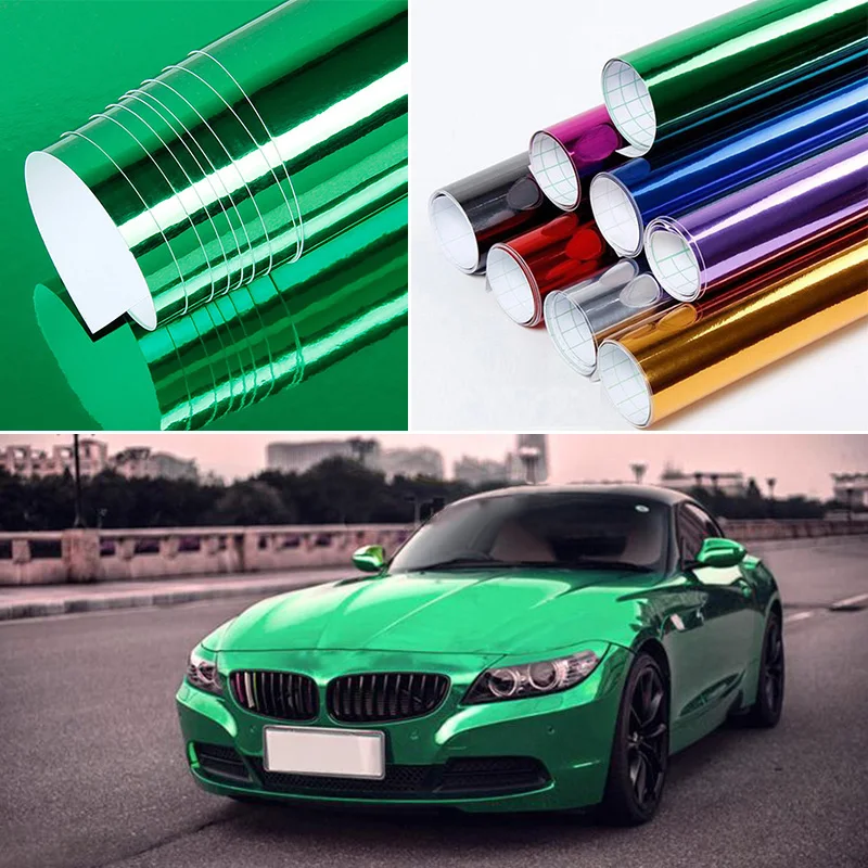 

Chrome Mirror Vinyl Film Wrap Sticker Decal Protective Stretchable Reflective Super Gloss 152 * 30CM Car Styling Sticker