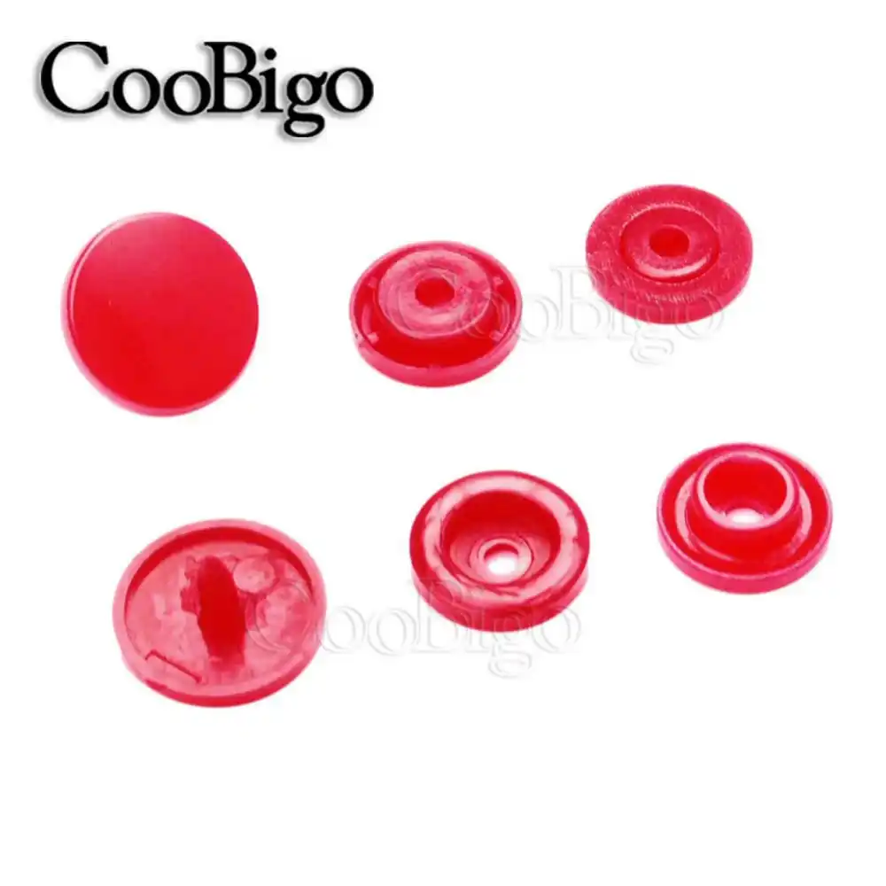 10 X 12 mm Rojo Botones Redondos de Plástico-C1014