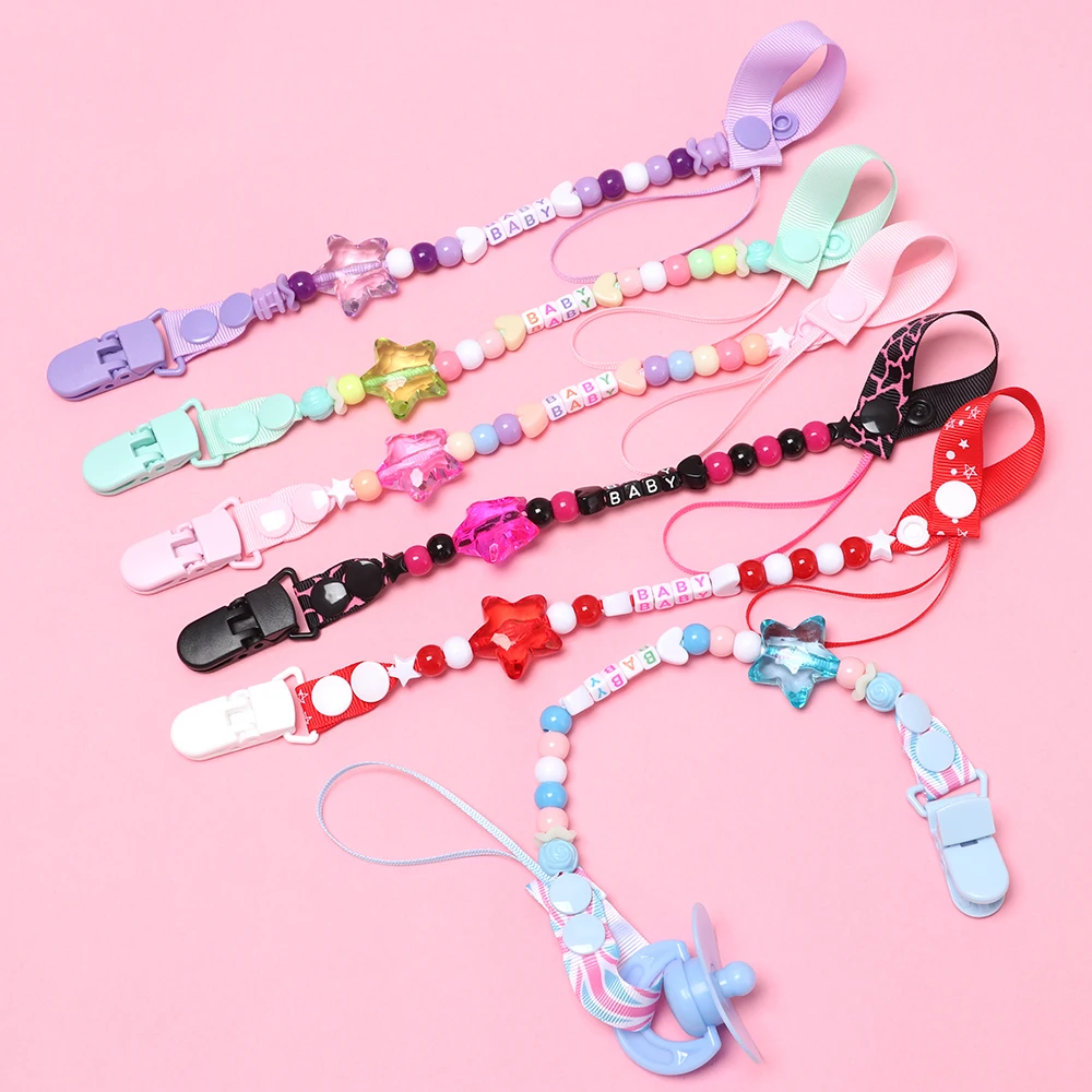 

New DIY Silicone Baby Pacifier Clip Personalised Name Colorful Pacifier Chain for Baby Teething Soother Chew Toy Dummy Clips
