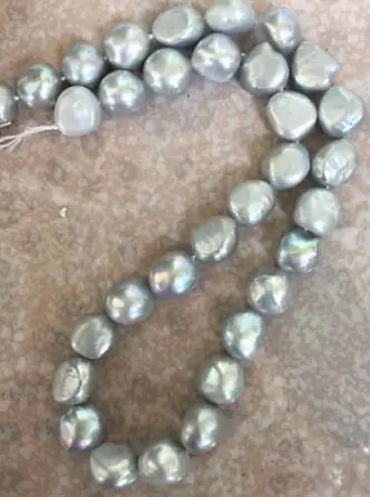 

9-10mm south sea baroque silver grey pearl necklace 18inch