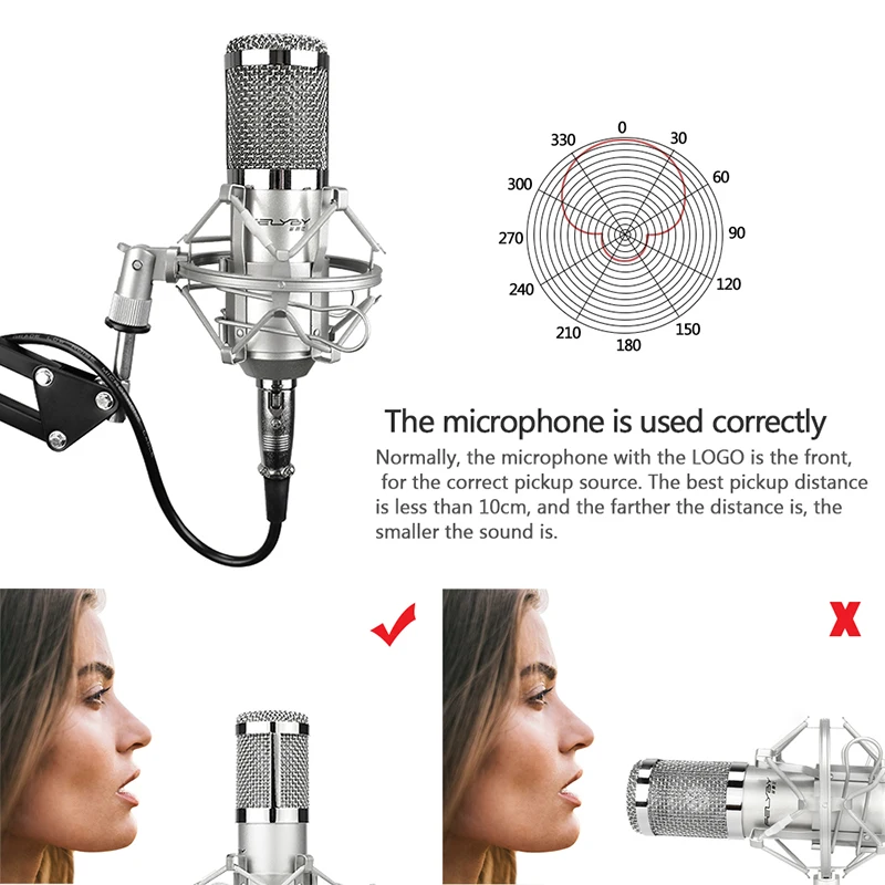 FELYBY Профессиональный записывающий конденсаторный микрофон bm 800 подарок USB звуковая карта караоке микрофон для компьютера Live mic стенд