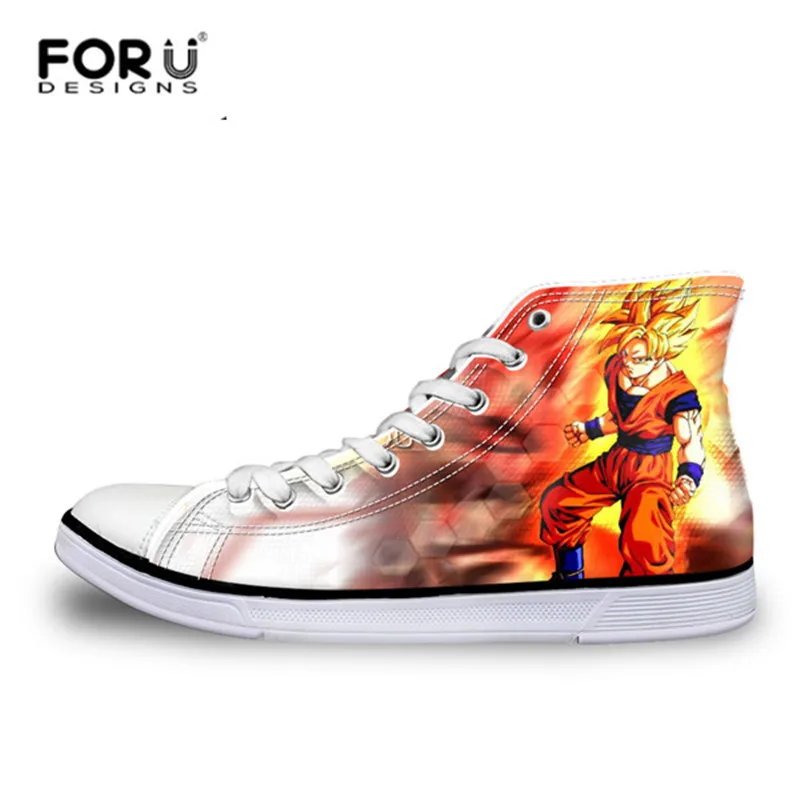 FORUDESIGNS/модные мужские высокие вулканизированные туфли в стиле аниме Dragon Ball Z; парусиновая обувь с принтом для мальчиков; осенние кроссовки - Цвет: W941AK