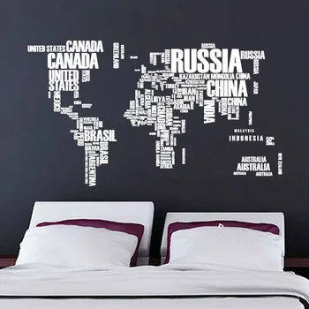 World Map Quote Removable Wall Stickers