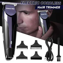 Профессиональная электрическая машинка для стрижки волос аккумуляторные триммеры для волос Беспроводная Машинка для стрижки волос Бритва AC 110-240 V с 3 ограничивающие насадки