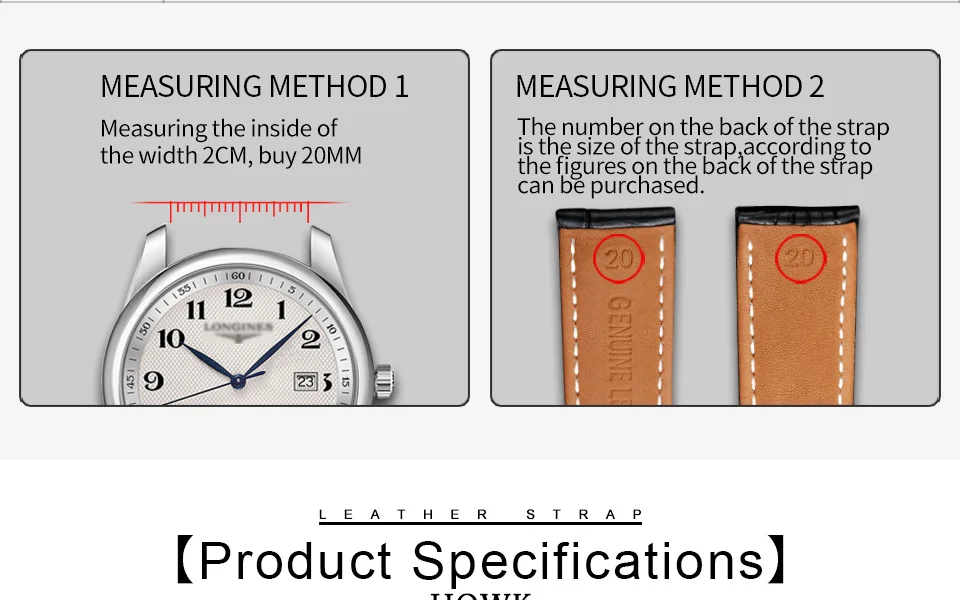 Ремешок для часов HOWK 18 мм 19 мм 20 мм 21 мм 22 мм 23 мм 24 мм кожаный ремешок для часов Ремешок из телячьей кожи с пряжкой-бабочкой