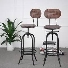 IKayaa промышленный стильный барный стул регулируемый по высоте вращающийся кухонный обеденный стул pinewwood топ+ металл со спинкой барные стулья