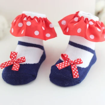 

Hot selling baby socks spring and autumn thin sock infant baby socks laciness princess flower bow dot children sock high quality