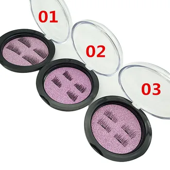 

magnetic false eyelashes 4pcs/pair Magnet avoid plastic 3D eye lashes natural long 100% hand made purple glitter box eye makeup