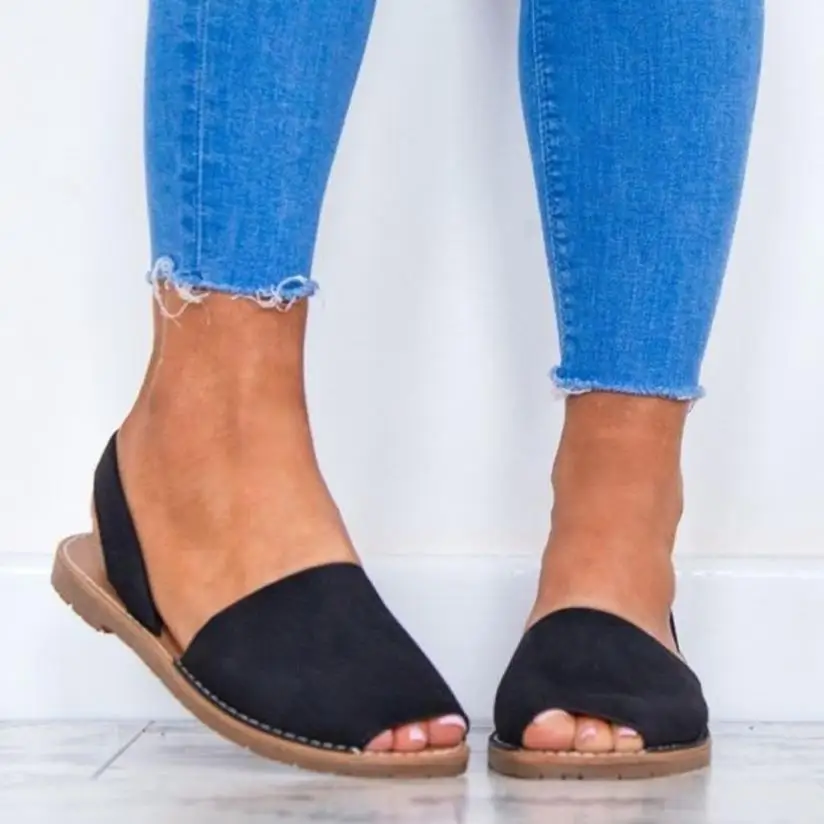 

Casual flats large size 43 women's sandals 2019 summer Roman retro fish mouth flat with sandals Comfortable and stylish