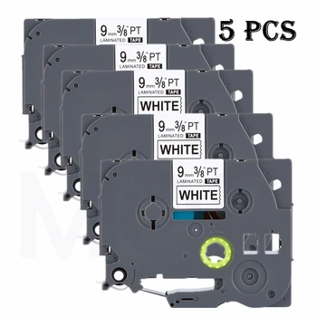 

5pcs tze221 tz221 for Brother P-touch Printer label tape tze-221 tz-221 9mm Black on White tz tze 221 laminated ribbons