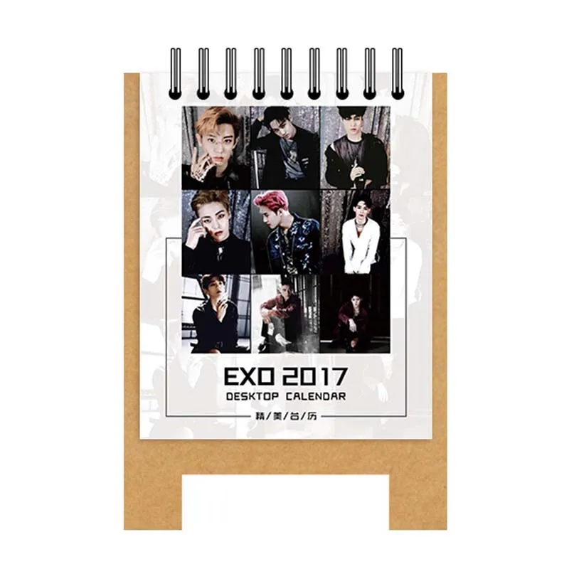 

JOUDOO 2017 Korean EXO Team Super Star Print Birthday Calendar Daily Planner Mini Table Calendario Desk Creative Stationery